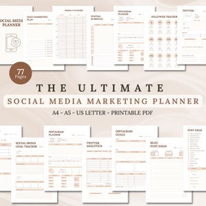 Social Media Planner Bundle Instagram Planner Pinterest Planner Blogger Planner TikTok Facebook Marketing