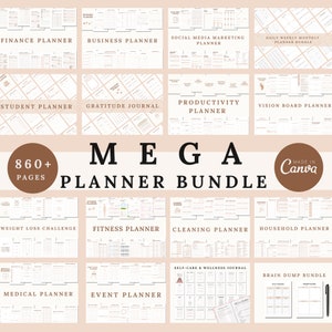 Life Planner Bundle Canva ADHD Planner Productivity Planner ADHD Adult Life Organizer Canva Templates Household Binder