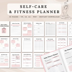 Fitness Planner Printable Self-Care Planner Self-Love Journal Fitness Tracker Weight Loss