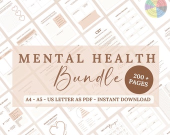 Mental Health Printable Bundle: Therapy Journal, Wellness Planner (PDF)