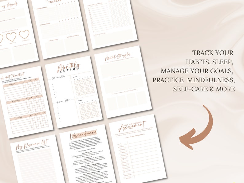 Self-Care Planner Printable Mindfulness Workbook Self-Love Journal Mental Health Worksheet Self-Care Mood Tracker image 2