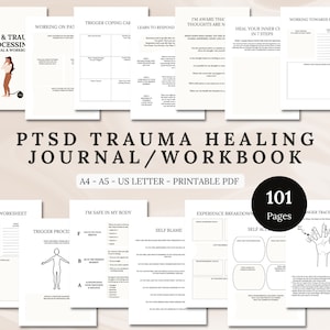 Trauma Healing Workbook Printable Trauma Processing Journal PTSD Worksheets Adults Trauma Therapy Tools Template Symptom Tracker