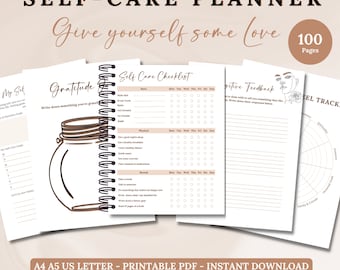 Printable Self-Care Planner: 100 Page Wellness Journal (PDF)