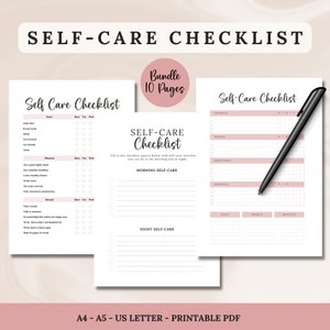 Self Care Checklist Printable Self-Care Planner Bundle Selfcare Journal Mindfulness Mental Health