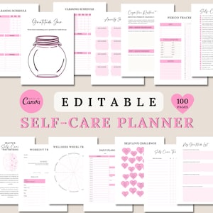 Self Care Planner Editable ADHD Planner Self Love Journal Self Care Checklist