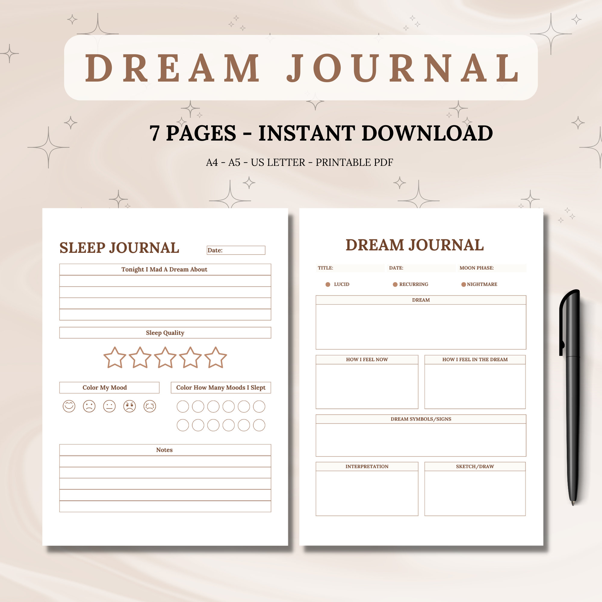 Dream Journal Notebook: Diary with Guided Prompts to Record