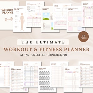 Workout Planner Printable Weight Loss Tracker Fitness Planner Bundle Workout Planner for Women
