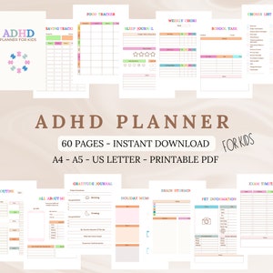 Printable ADHS Planer für Kinder Schule Checkliste Heimschulung Hausarbeit Charts für Kinder Printable School Planner
