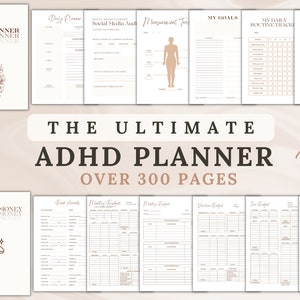 ADHD Planner Bundle Adult, Printable ADHD, Productivity Journal, Digital Adhd Life Planner, ADHD Journal