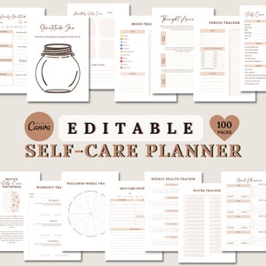 Self-Care-Planer bearbeitbar, Mood Tracker, Wellness-Planer, Self-Care-Checkliste
