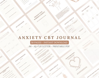 Diario de TCC para la ansiedad, planificador de autocuidado para la salud mental (PDF imprimible)