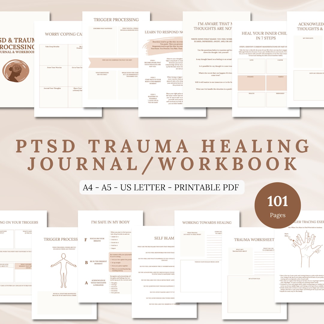PTSD Worksheets Printable Trauma Processing Journal Workbook Dbt CBT