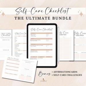 Self-Care Checklist Bundle Printable, Daily, Self-Care Planner, Self-Care Challenge