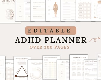 Editable ADHD Planner Bundle, Productivity Journal (Canva)