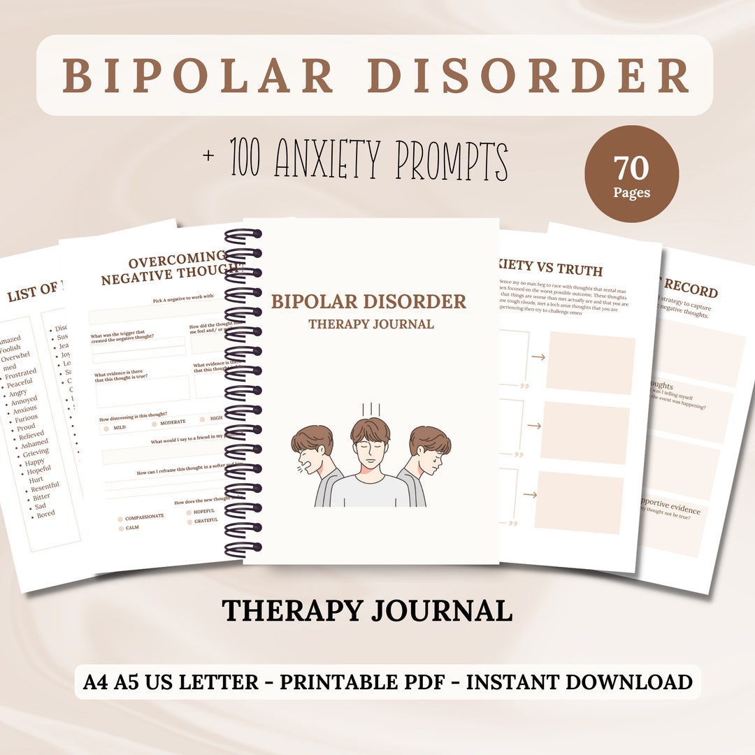 Bipolar Therapy Journal Printable Bipolar Worksheets Anxiety Journal ...