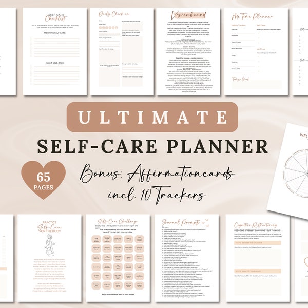 Planificador de autocuidado Cuaderno de trabajo de atención plena imprimible Diario de amor propio Hoja de trabajo de salud mental Seguimiento del estado de ánimo de autocuidado