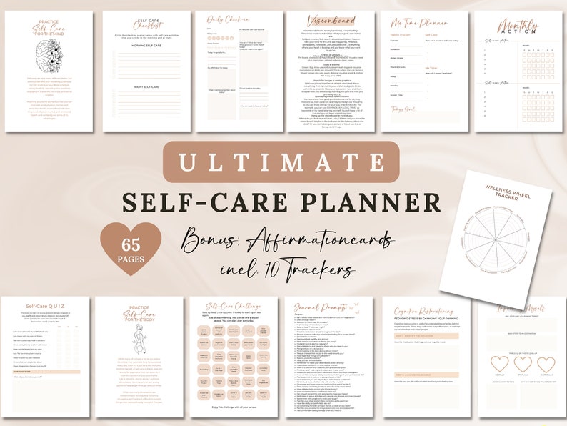 Self-Care Planner Printable Mindfulness Workbook Self-Love Journal Mental Health Worksheet Self-Care Mood Tracker image 1