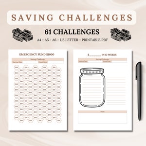 10K Saving Challenge Bundle, Money Saving Binder, Printable Saving Tracker, Savings Goals