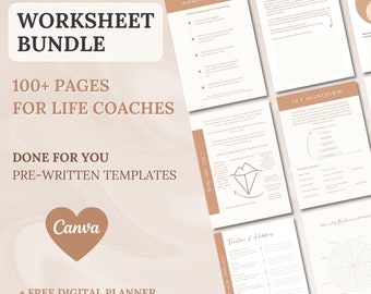 Life Coach Worksheet Bundle: Canva Templates, Lead Magnet (Digital)