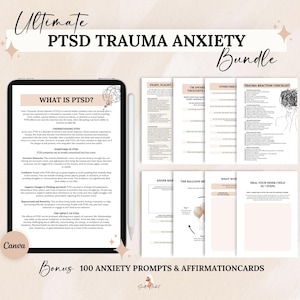 Trauma Worksheets Adult Bundle, PTSD Workbook, Trauma Healing Workbook Editable, Trauma Processing Journal