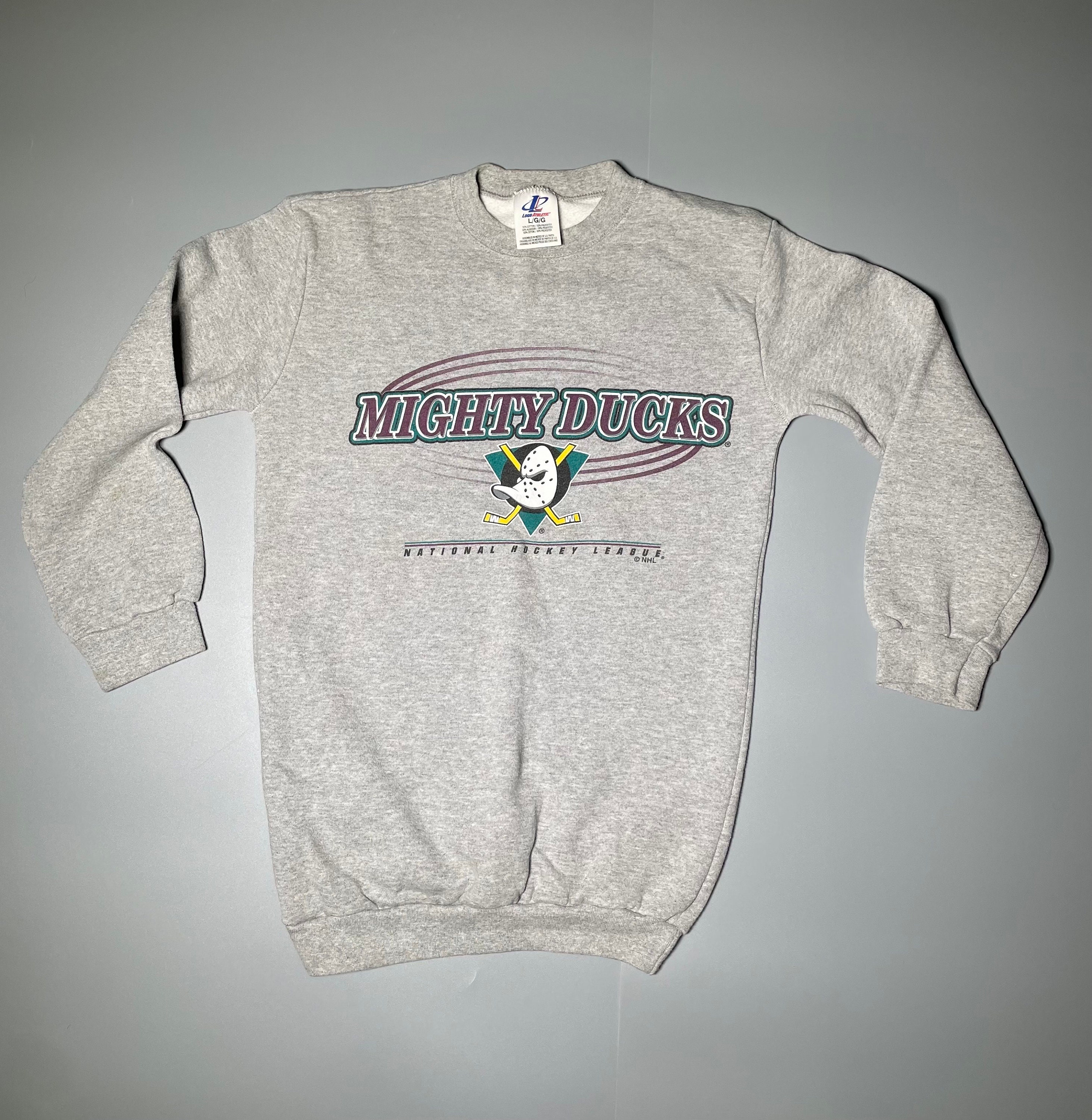 Vtg 90s Mighty Ducks Anaheim Quack Attack Hockey Ice Nhl Shirt Tee Gray 2xl  Competitor 
