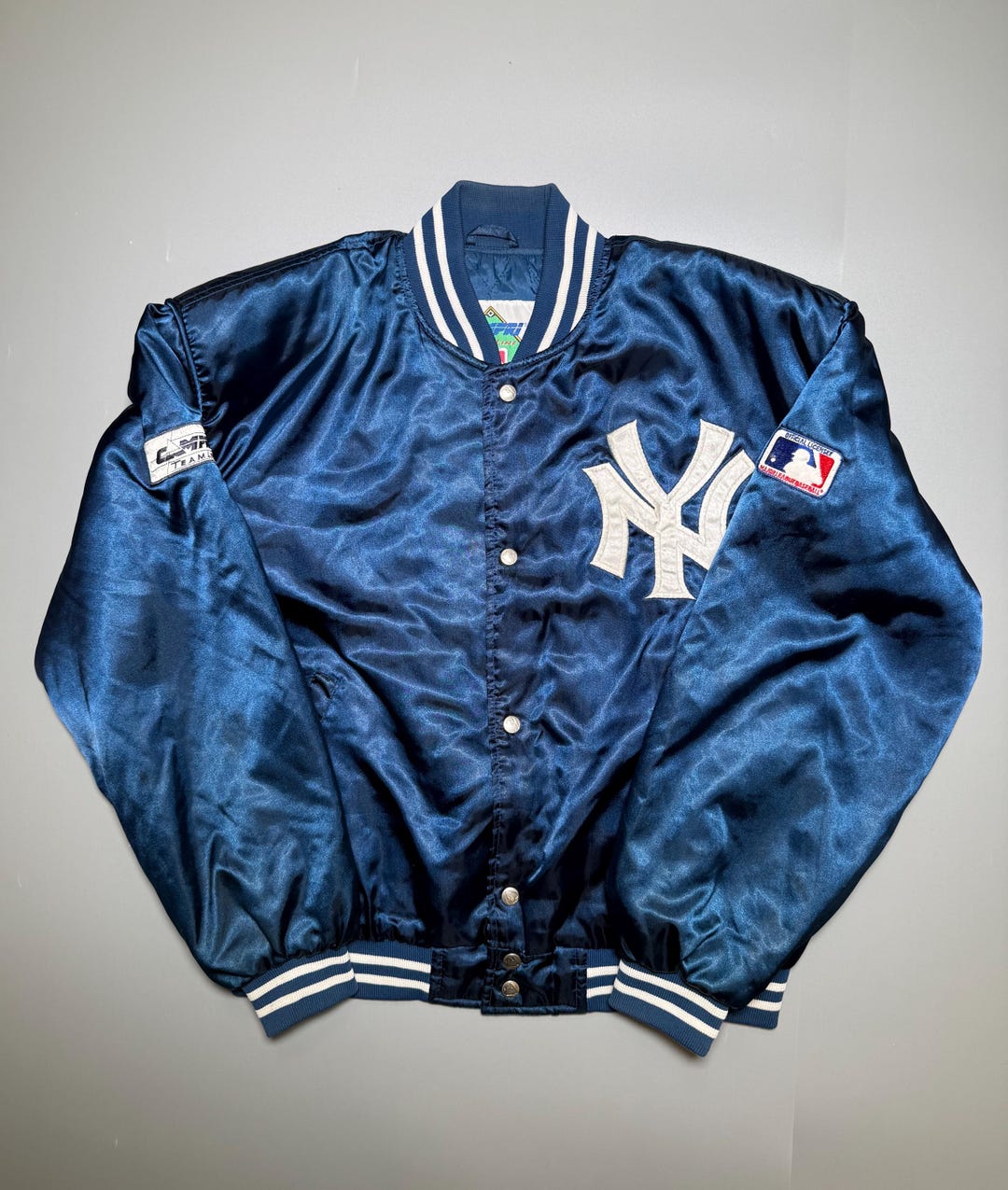 Campri Teamline New York Yankees Vintage Bomber Satin Jacket MLB ...