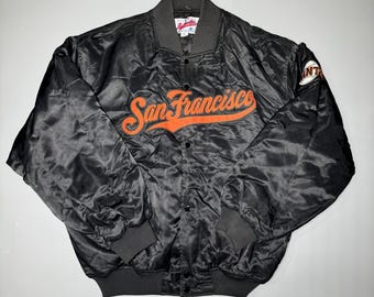 Vintage 80s MLB Chalk Line San Francisco Giants Satin Spellout Jacket Sz Large