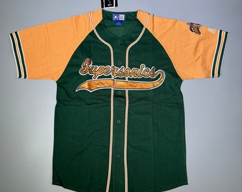 Camiseta de béisbol de los Seattle Supersonics con inscripción NBA, vintage, años 90, nueva, nueva, stock de saldo, verde, talla M