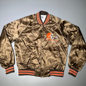 Chalk Line Jacket Vintage Cleveland Browns NFL Varsity Satin Bomber Football 90s Made in USA Size L
