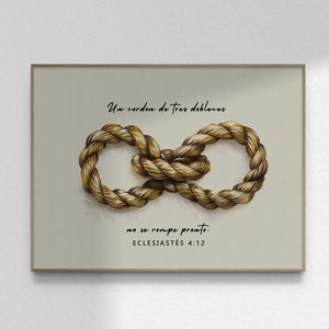 Un Cordón de Tres Dobleces No Se Rompe Pronto Arte Cristiano Español Versículo Bíblico Arte de las Escrituras DESCARGA DIGITAL SOLAMENTE