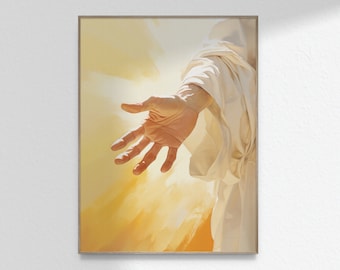 Gesù Cristo che allunga la mano di Gesù dipinto acquerello cristiano parete stampa artistica Bibbia Poster LDS stampabile DOWNLOAD DIGITALE Jpg