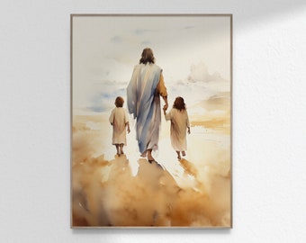 LDS Art Come Walk With Me, Jesus Christ Walking With Children, Kids Nursery Bible Christian Art, Printable Digital Wall Art DIGITAL DOWNLOAD