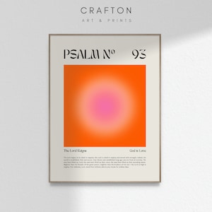 Psalm 93 Wall Art Print, Trendy Modern Orange Pink Gradient Abstract Spiritual Christian Bible Verse Scripture  Printable DIGITAL DOWNLOAD