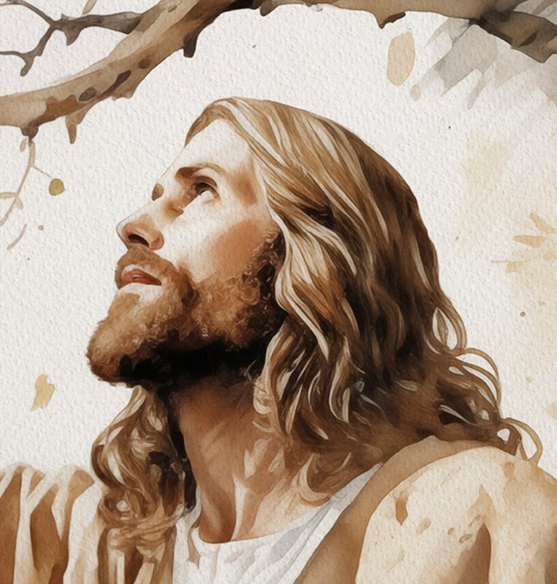 Jesus Withers the Fig Tree Jesus Curses Parable Painting Watercolor