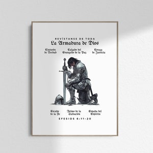 Revístanse de Toda La Armadura de Dios Arte Cristiano Para Hombres Español Arte Escrituras Cartel de Citas DESCARGA DIGITAL SOLAMENTE