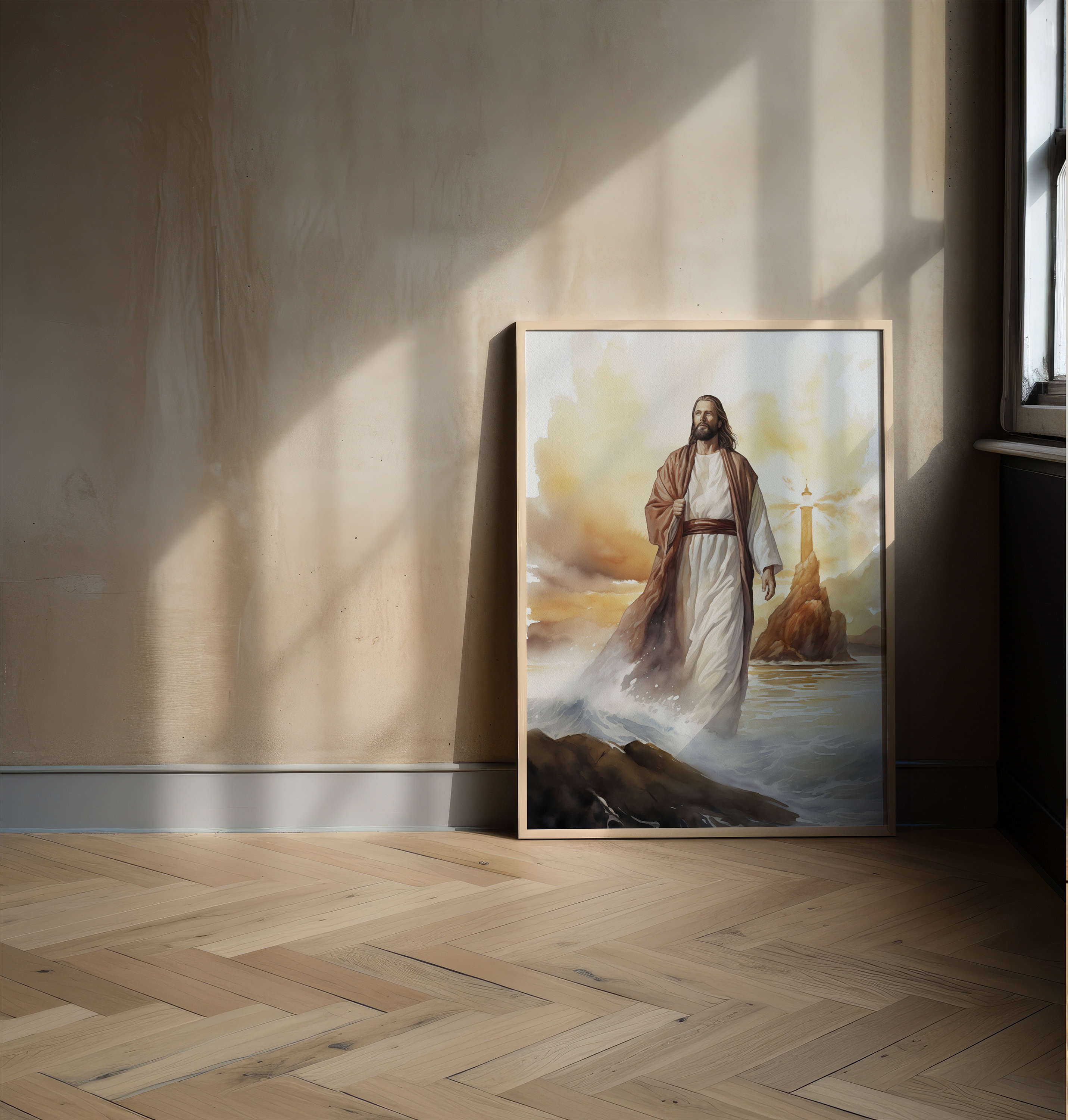 I Am the Light of the World Jesus and Lighthouse Scripture Art Painting ...