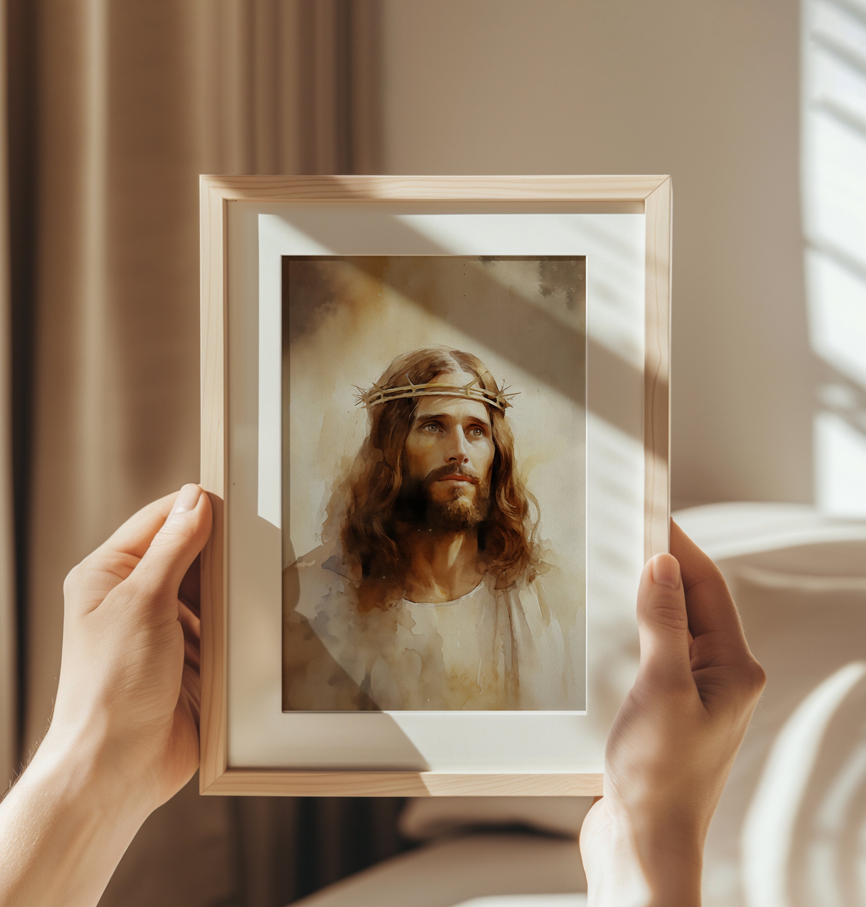 Crown of Thorns Art Jesus King of Kings Christian Gift Idea Watercolor ...
