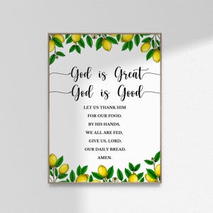 God is Great God is Good Prayer Christian Bible Prayer Mealtime Grace Dining Room Wall Art Work Print Poster Printable DIGITAL DOWNLOAD JPG