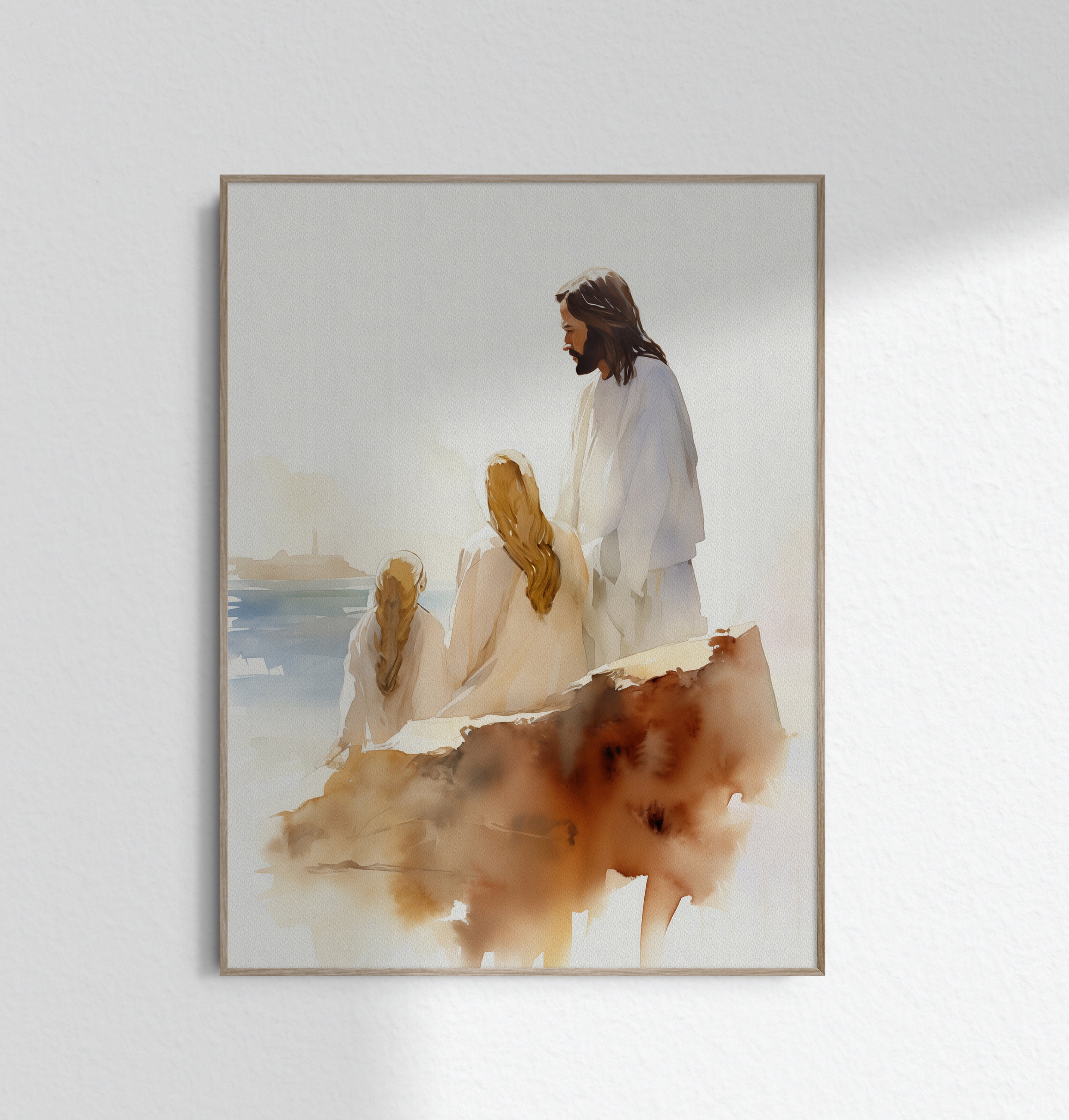 【美品】888Ｈｚ Jesus Christ ゴールド マドモアゼル・愛 巾着付 Jesus With Two Blonde Girls Christ With Two Women Mother Daughter