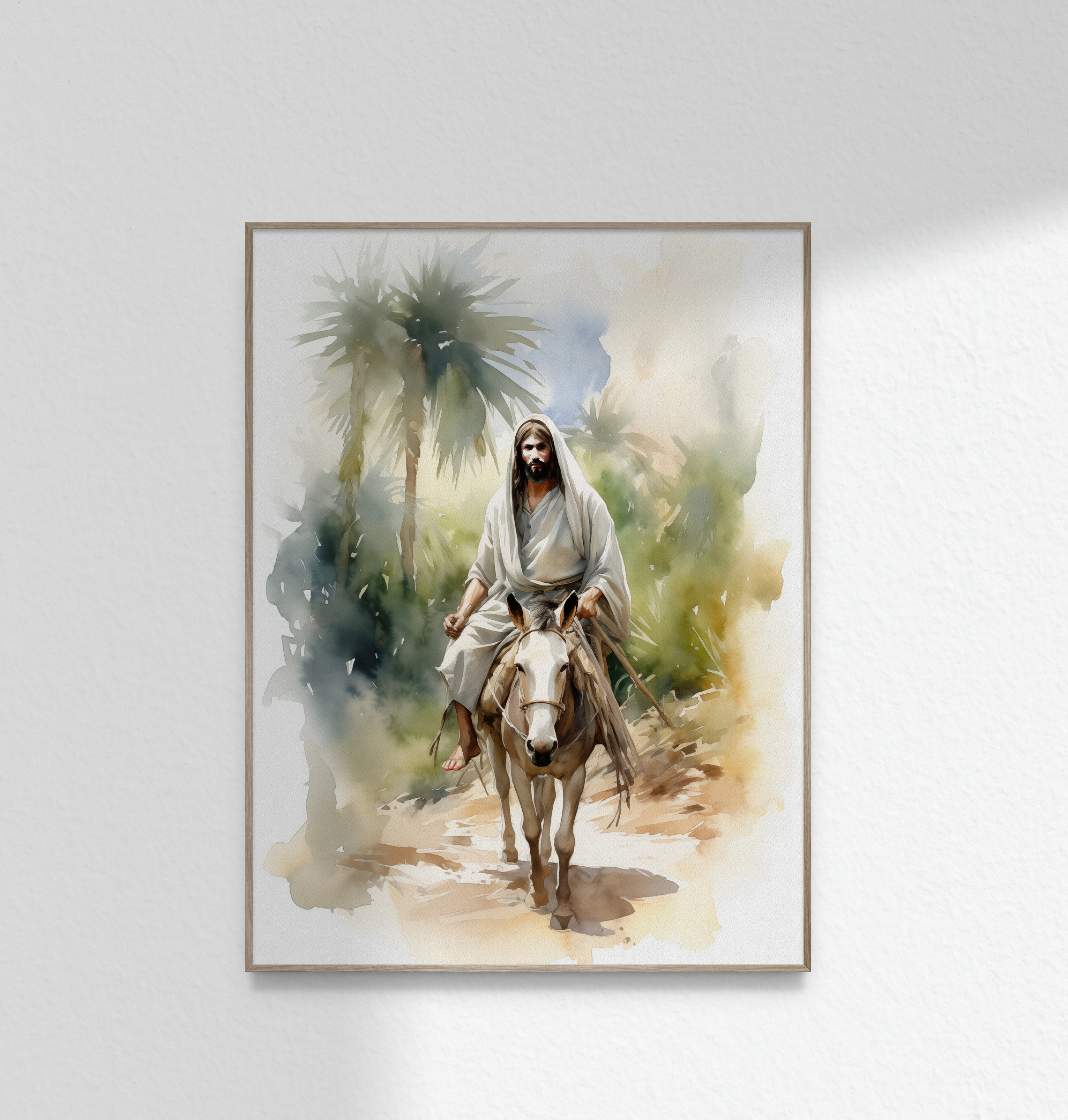 Jesus on a Donkey Riding to Jerusalem Art Wall Decor Picture Poster ...