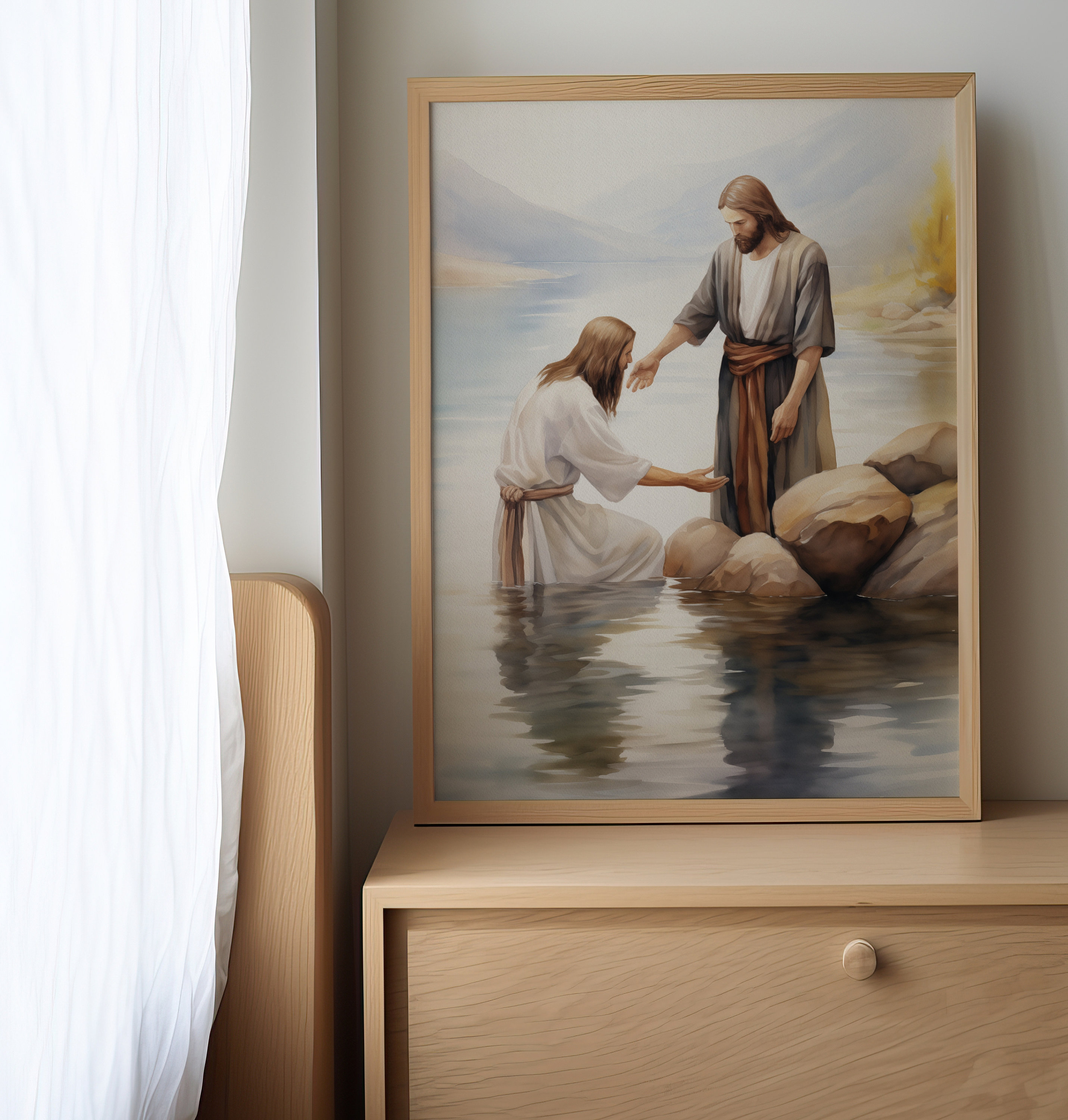 Baptism Of Jesus Matthew 3 13 17 John Baptist Watercolor Christian