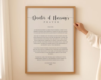 Director Of Nursing Prayer Gift for Head Nurse Christian Director Of Nursing Prayer Gift Wall Art Print Printable DIGITAL DOWNLOAD
