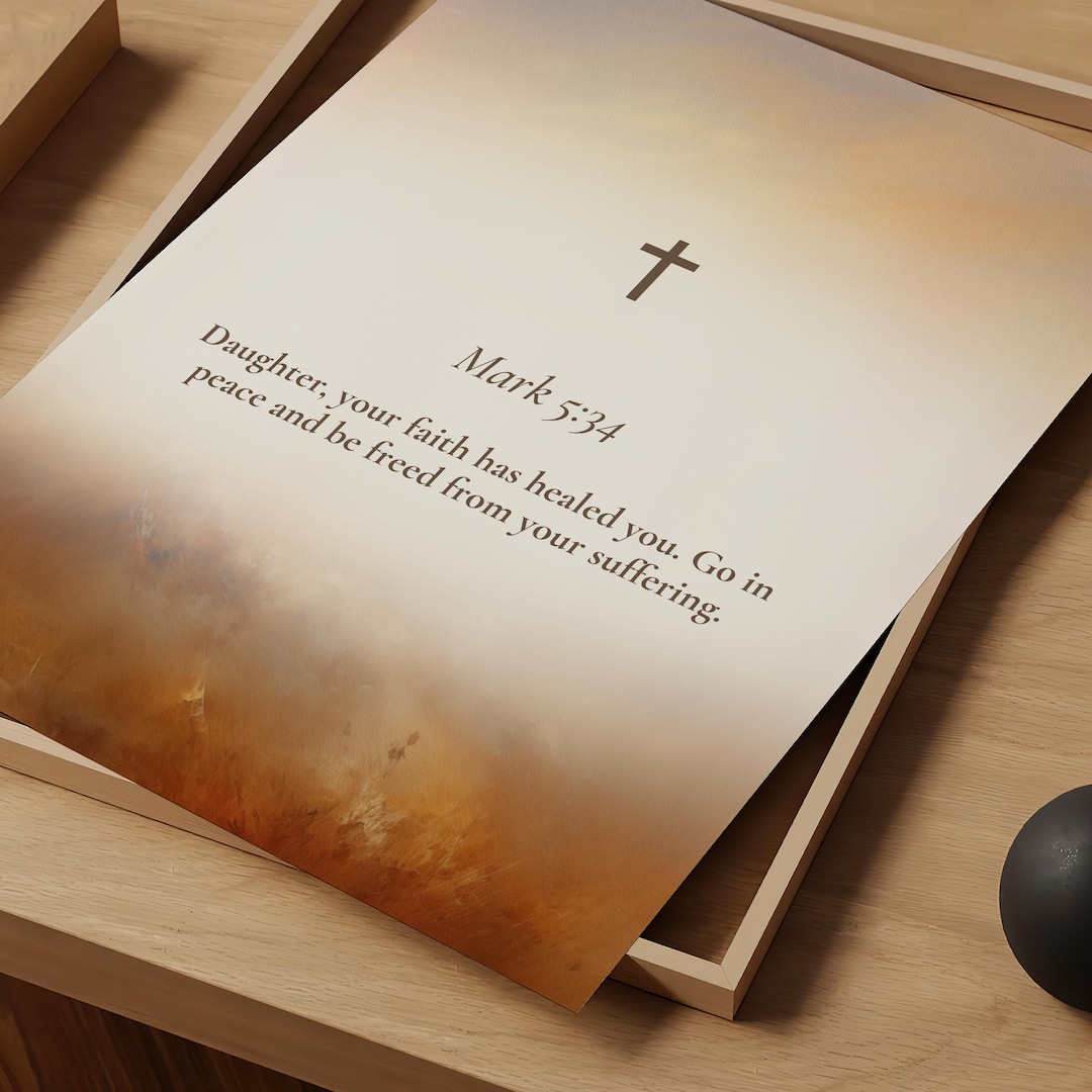 Mark 5:34 Scripture Art Printable, Bible Verse Art, Wall Decor Print ...
