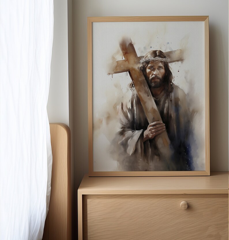 Jesus With Cross Christ Carrying The Cross Watercolor Painting Il 794xN.5688029097 Fiyk