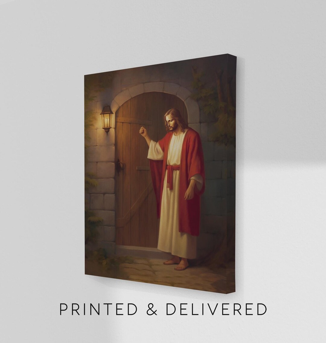 PRINTED Jesus Knocking on the Door Christian Wall Art Painting Poster ...