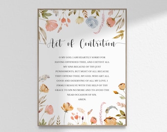 Act of Contrition Prayer Gift Wildflower Christian Prayer Home Decor Prayer Bible Wall Art Print Image Poster Printable DIGITAL DOWNLOAD JPG
