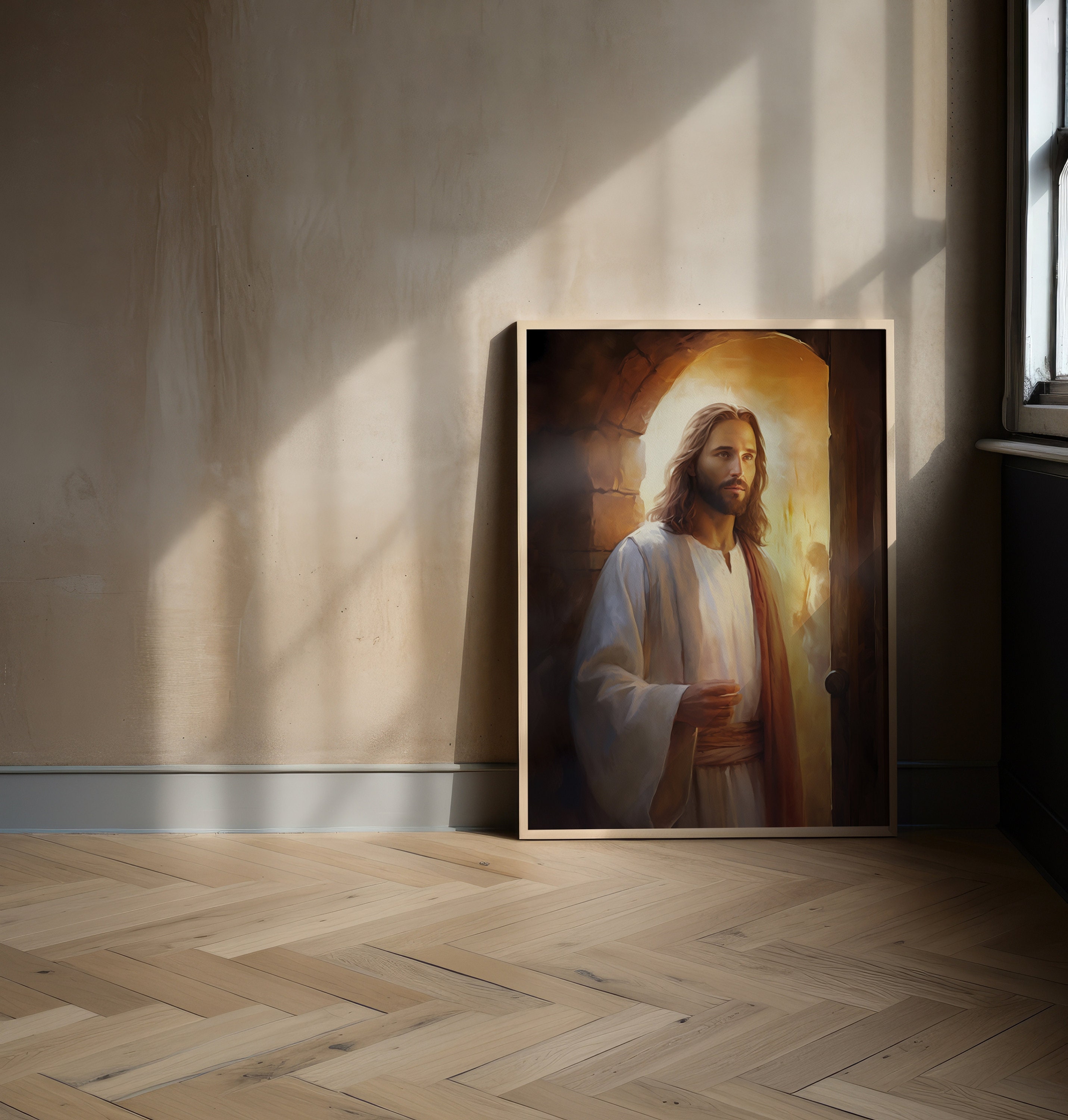 ドアをノックするイエスキリスト救世主絵画キリスト教聖書 LDS