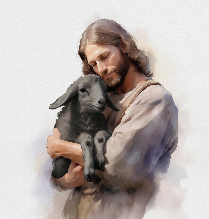 Jesus mit einem schwarzen Lamm Christus mit Lamm Christus hält schwarze ...