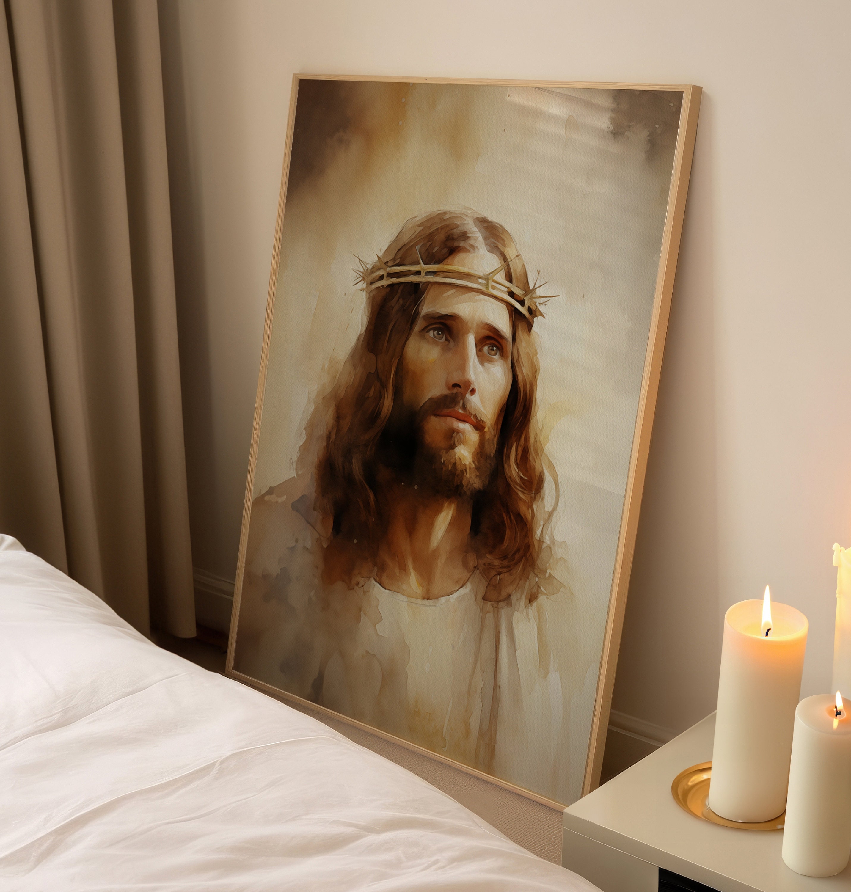Crown of Thorns Art Jesus King of Kings Christian Gift Idea Watercolor ...