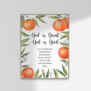 God is Great God is Good Prayer Christian Bible Prayer Mealtime Grace Dining Room Wall Art Work Print Poster Printable DIGITAL DOWNLOAD JPG